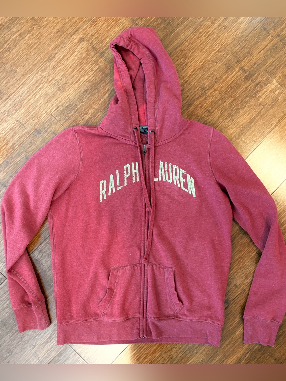 VTG Y2K Ralph Lauren Polo Jeans Co Burgundy Red Full-Zip Hoodie Sweatshirt As Is